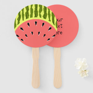 Watermelon Stripe Pink Text Hand Fan