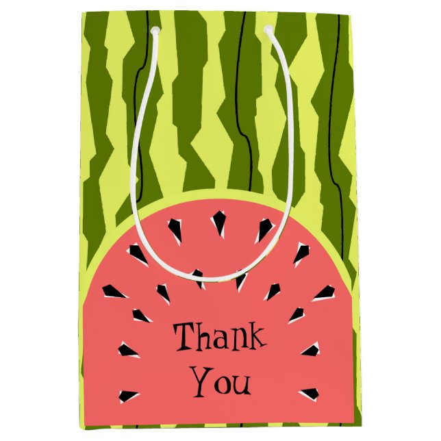 Watermelon Stripe Pink Thank You Medium Gift Bag (Front)