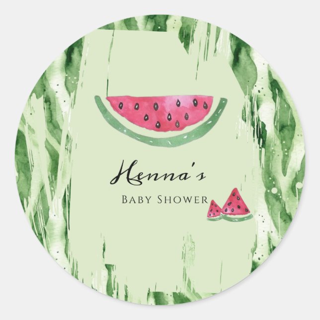 Watermelon Summer Baby Shower  Classic Round Sticker (Front)