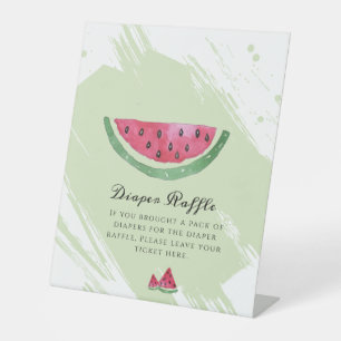 Watermelon Summer Baby Shower Diaper Raffle Pedestal Sign