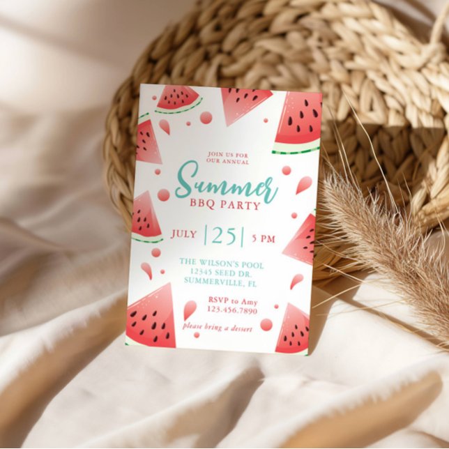 Watermelon Summer BBQ Backyard Party Invitation (Creator Uploaded)