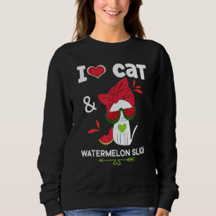 Watermelon Summer Cat Sunglasses Watermelon Sweatshirt