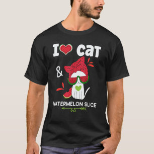 Watermelon Summer Cat Sunglasses Watermelon T-Shirt