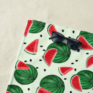 Watermelon summer design with watercolor fruit beach towel