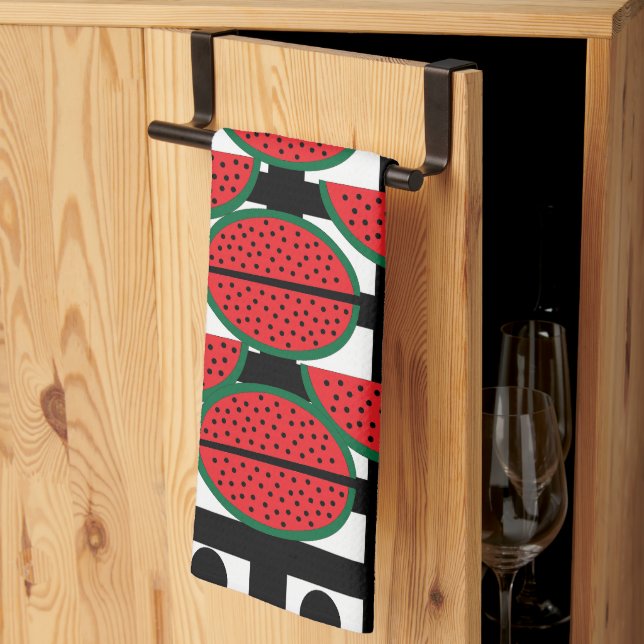 Watermelon Summer Fruit Geometric Pattern     Tea Towel (Thirds Fold)