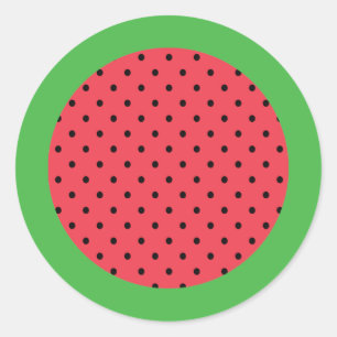 Watermelon summer fruit green pink classic round sticker
