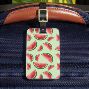 Watermelon Summer Fruit Pattern On Green Colour  Luggage Tag