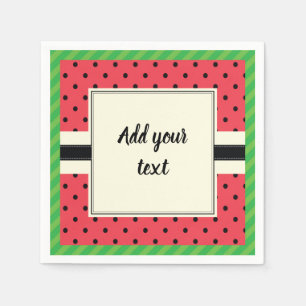 Watermelon summer fruit pink black and green napkin