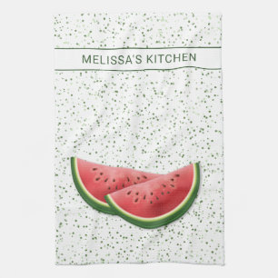 Watermelon Summer Fruit Slices With Custom Text Tea Towel