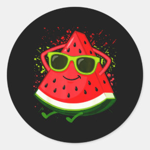 Watermelon Summer Melon with Sunglasses Funny Classic Round Sticker