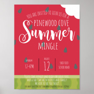 watermelon summer mingle party neighbourhood poster