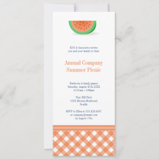 Watermelon summer picnic red gingham outdoor event invitation