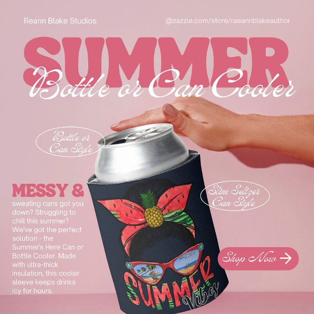 Watermelon Summer Vibes Can or Bottle Cooler (Creator Uploaded)