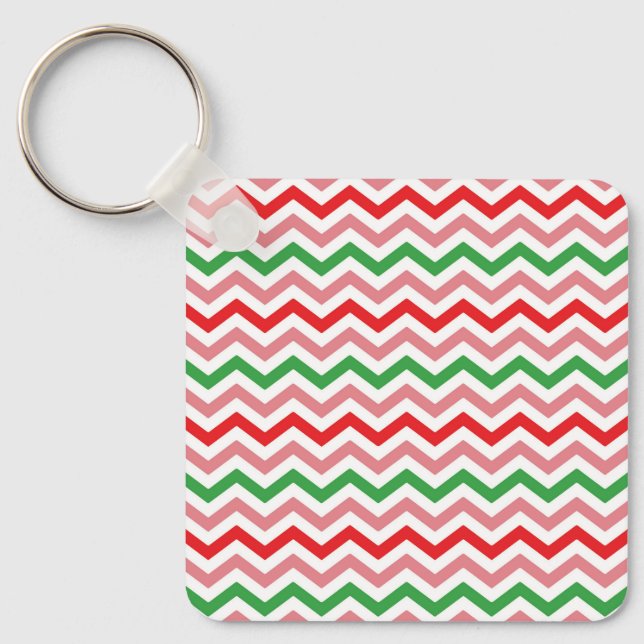 Watermelon Summer Zigzag Stripes Pattern-56209 Key Ring (Front)