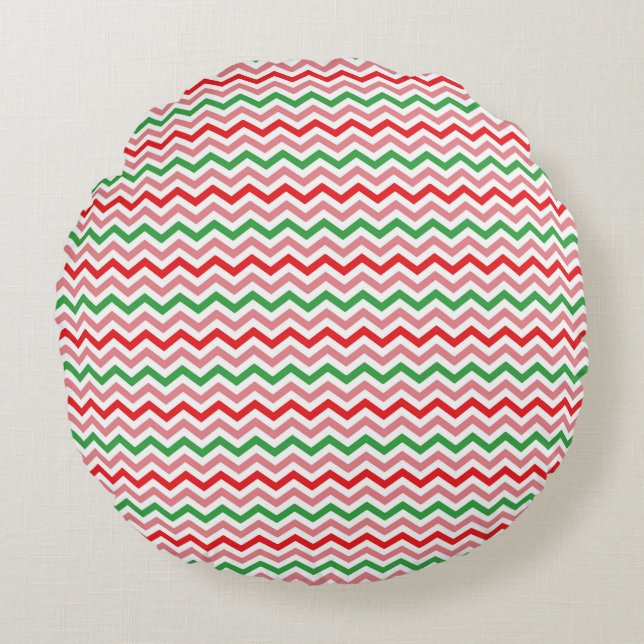 Watermelon Summer Zigzag Stripes Pattern-56209 Round Cushion (Front)
