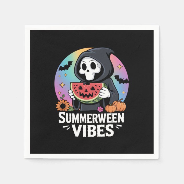 Watermelon Summerween Skeleton Vibes Napkin (Front)