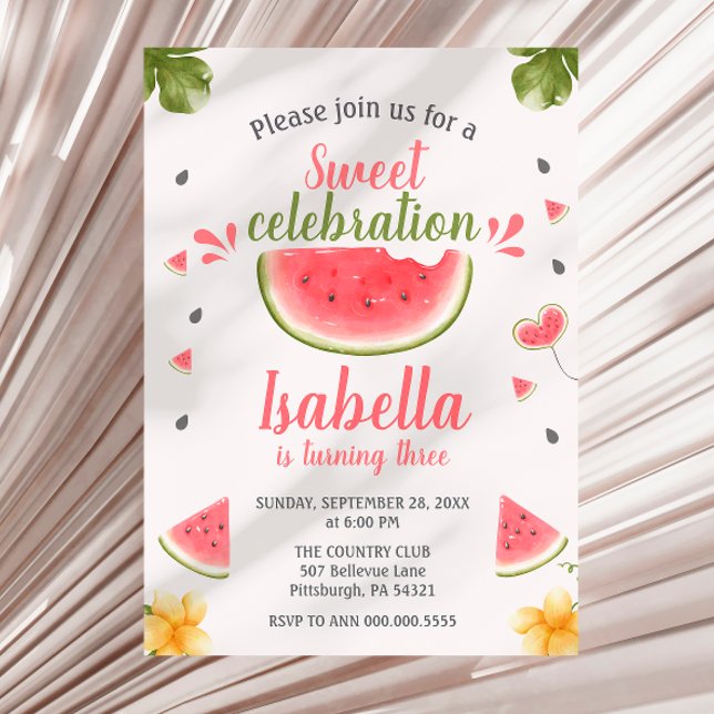 Watermelon Sweet Girl Fruit Invitation (Creator Uploaded)