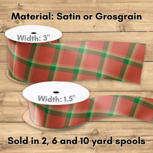 Watermelon Tartan Satin Ribbon