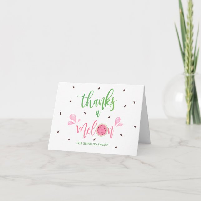 Watermelon Thanks a Melon Thank You Card (Front)