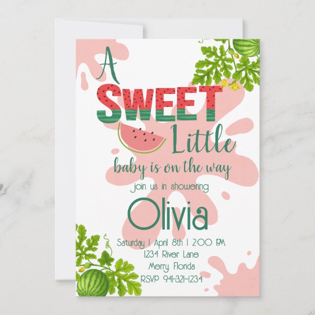 Watermelon Theme baby Shower Invitation (Front)