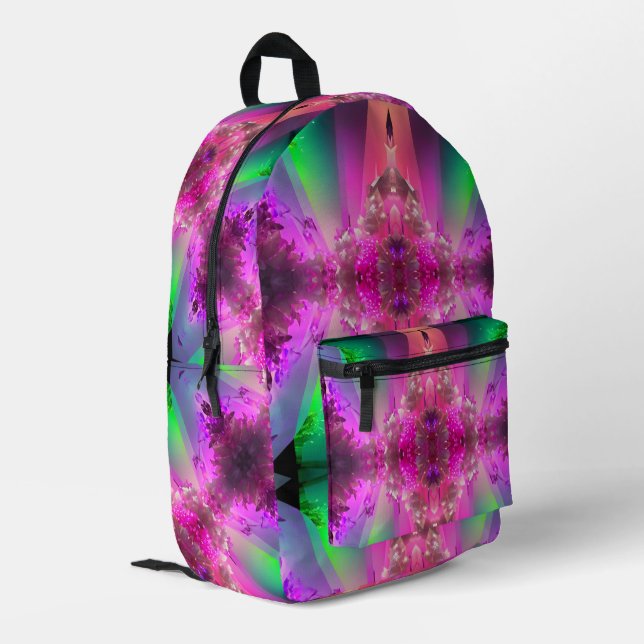Watermelon Tourmaline Neon Green Hot Pink Abstract Printed Backpack (Back Corner Left)