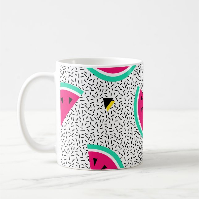 Watermelon triangles: retro summer texture. coffee mug (Left)