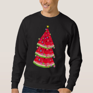 Watermelon Tropical Christmas Tree Summer Christma Sweatshirt