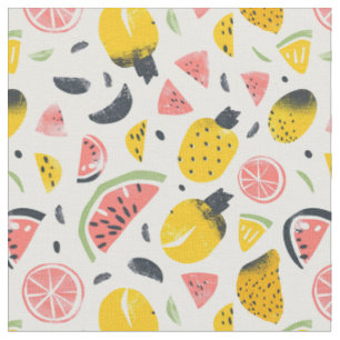 Watermelon & Tropical Fruit Cottagecore Fabric