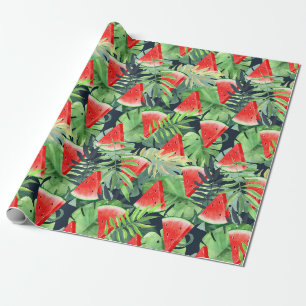 Watermelon & Tropical Leaves Wrapping Paper