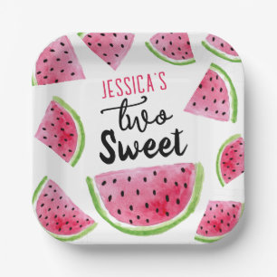 Watermelon Two Sweet Birthday Party Paper Plate