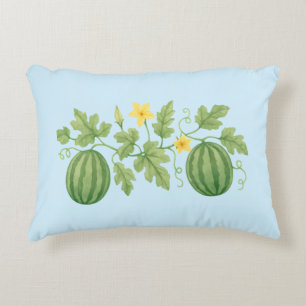 Watermelon Vine With Flowers Decorative Cushion