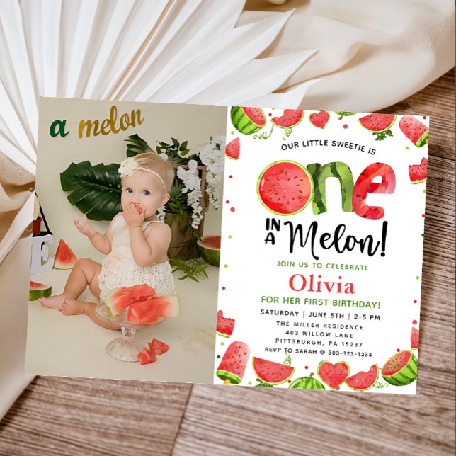 Watermelon Watercolor 1st Birthday Invitation (Creator Uploaded)