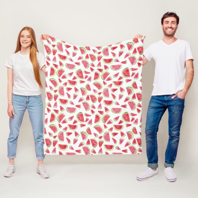 Watermelon watercolor colourful fleece blanket (In Situ)