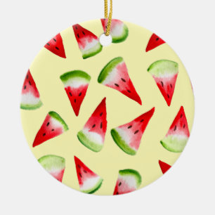 Watermelon watercolor cute fruit ceramic tree decoration