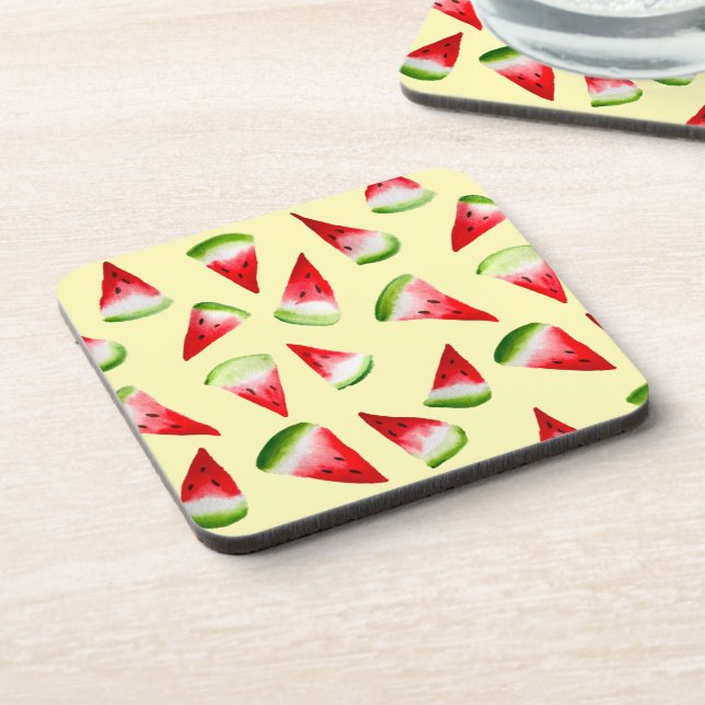 Watermelon watercolor cute fruit coaster (Left Side)