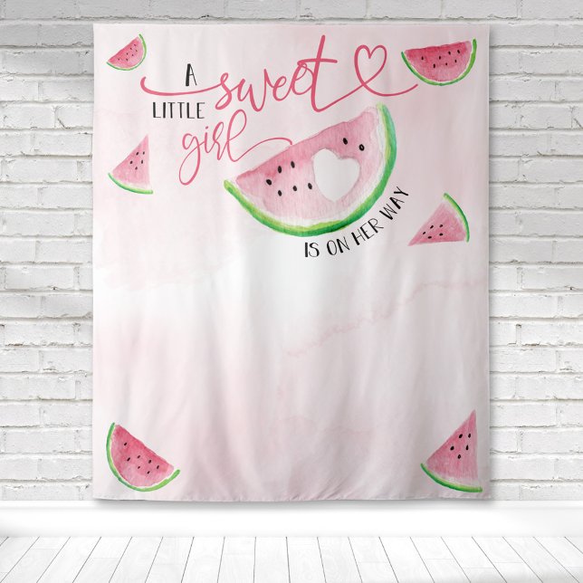 Watermelon Watercolor Pink Girl Baby Shower  Tapestry (Watercolor watermelon baby shower for a sweet little girl on her way for a cute backdrop.)