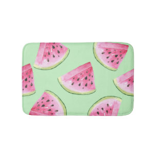 Watermelon watercolor, seamless summer pattern. bath mat