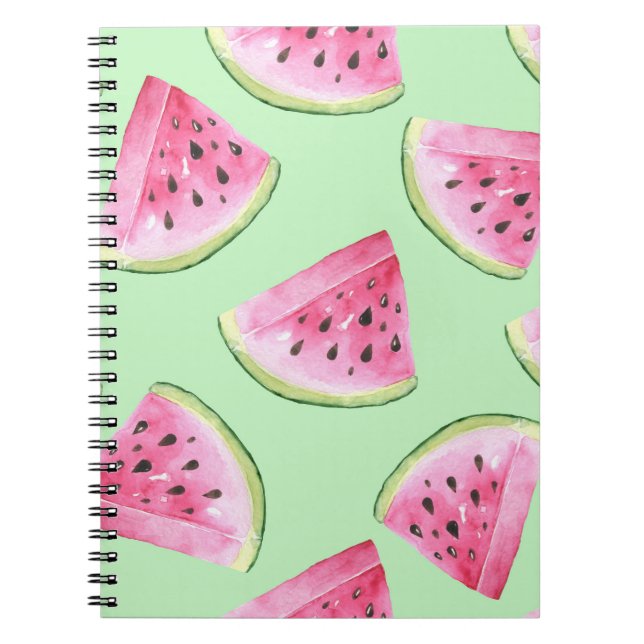Watermelon watercolor, seamless summer pattern. notebook (Front)