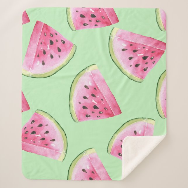 Watermelon watercolor, seamless summer pattern. sherpa blanket (Front)
