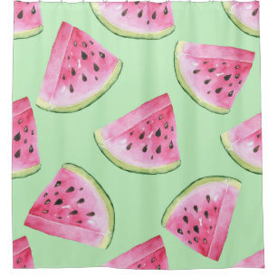 Watermelon watercolor, seamless summer pattern. shower curtain