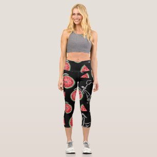 Watermelon wheel bicycles, summer pattern. capri leggings