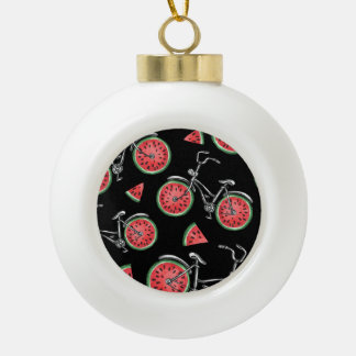 Watermelon wheel bicycles, summer pattern. ceramic ball christmas ornament