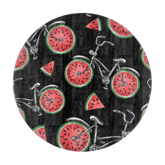 Watermelon wheel bicycles, summer pattern. cutting board (Front)