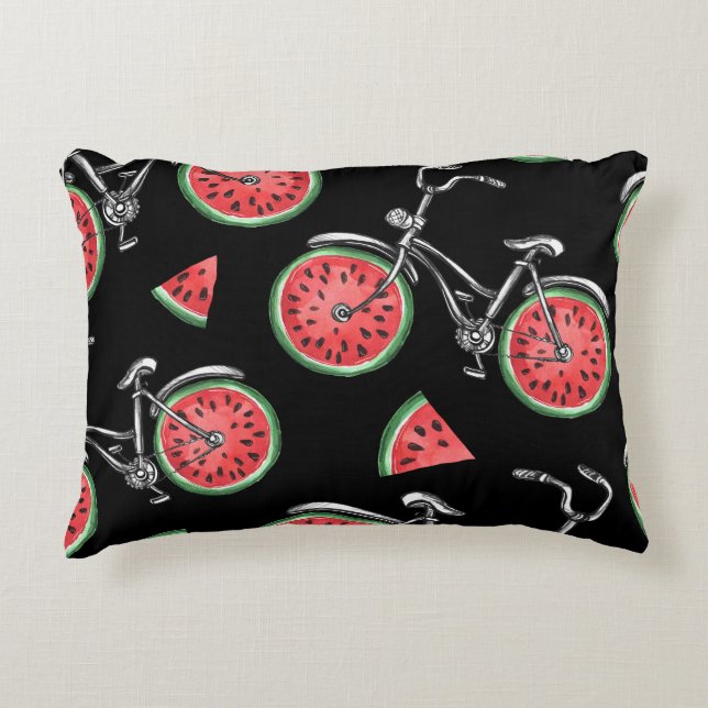 Watermelon wheel bicycles, summer pattern. decorative cushion (Front)