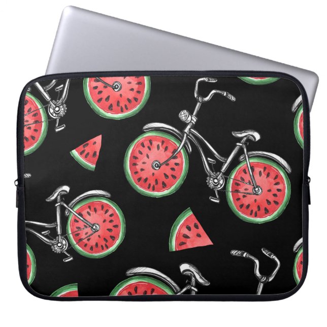 Watermelon wheel bicycles, summer pattern. laptop sleeve (Front)