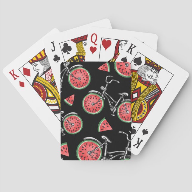 Watermelon wheel bicycles, summer pattern. playing cards (Back)