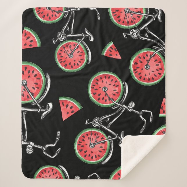 Watermelon wheel bicycles, summer pattern. sherpa blanket (Front)