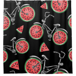 Watermelon wheel bicycles, summer pattern. shower curtain