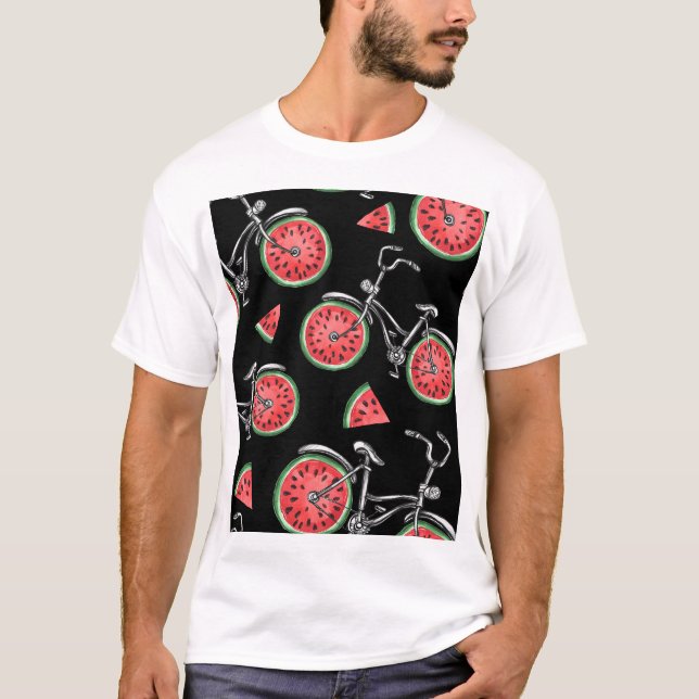 Watermelon wheel bicycles, summer pattern. T-Shirt (Front)
