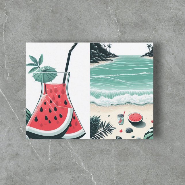 Watermelon White Minimalist Beach Tropical Summer  Holiday Postcard (Creator Uploaded)